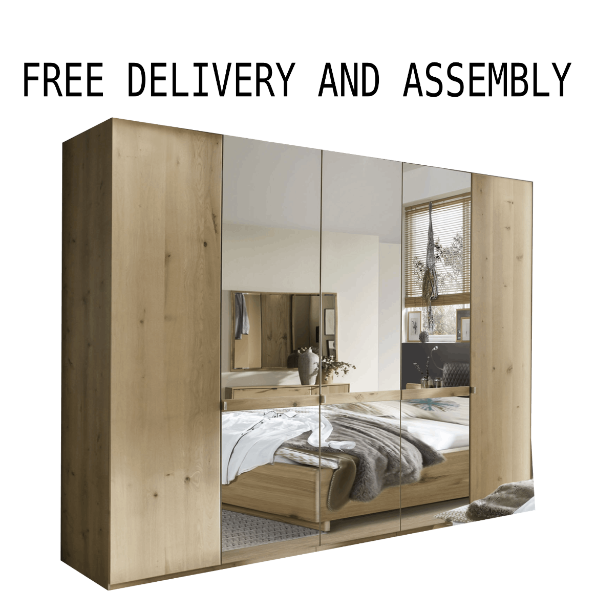 Oakwood Wiemann Bari Semi Solid Bianco oak Hinged Door Wardrobe