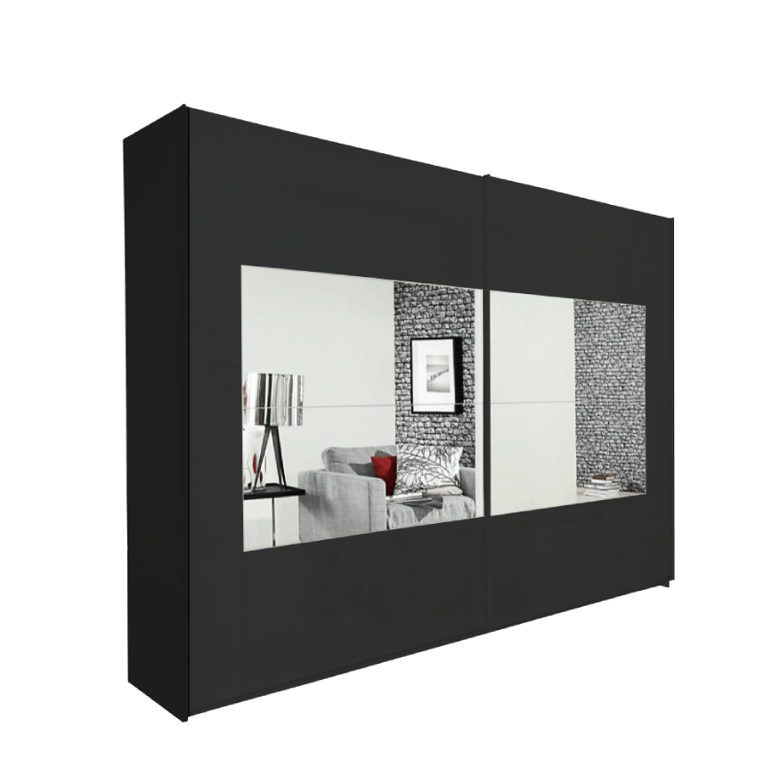 Oakwood Miramar Quest Sliding Door Wardrobe With Glass Front - Graphite