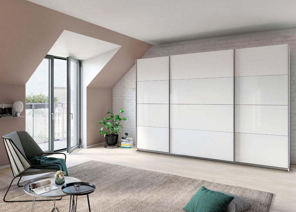 Oakwood Rauch Quadra White 315CM Wide 3 Sliding Door Wardrobe