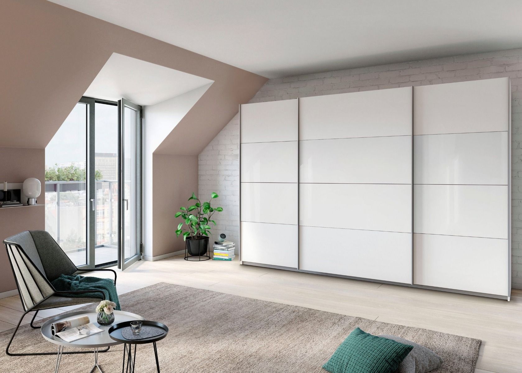 Oakwood Rauch Quadra White 315CM Wide 3 Sliding Door Wardrobe