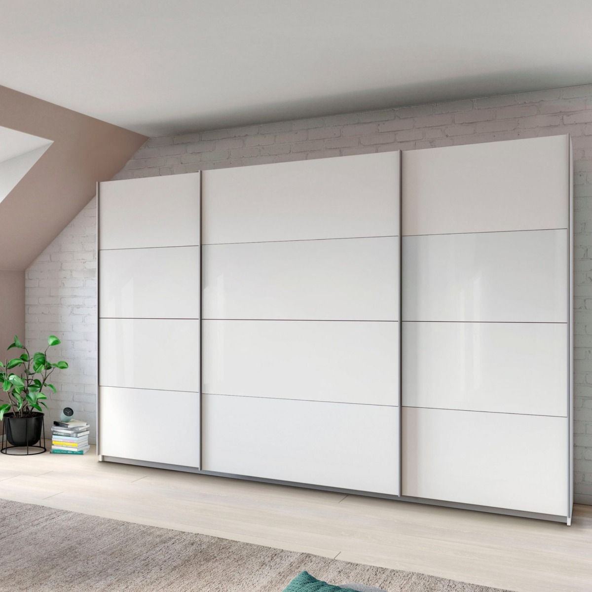 Oakwood Rauch Quadra White 315CM Wide 3 Sliding Door Wardrobe