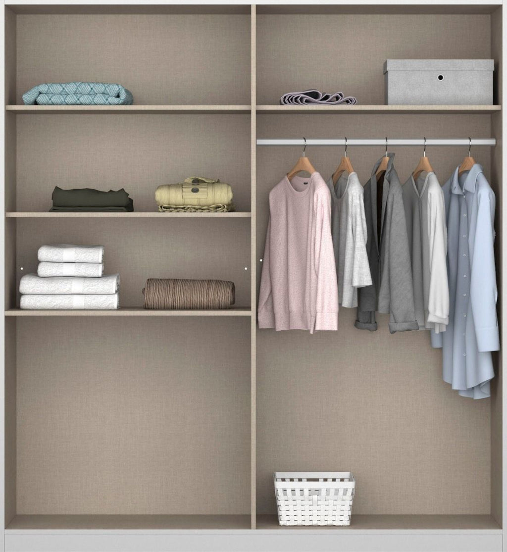 Oakwood Rauch Homburg High Gloss Effect Grey 4 Door Hinged Combi Wardrobe