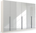 Oakwood Rauch White Glass With Mirror Modern Quadra Spin 6 Door Hinged 271CM Wardrobe