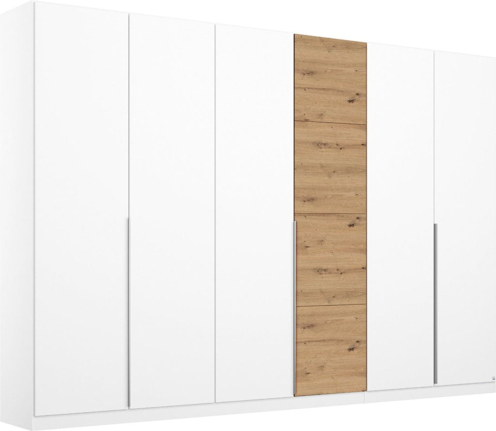 Oakwood Rauch Bellezza High Gloss White and Artisan Oak 6 Door Hinged wardrobe