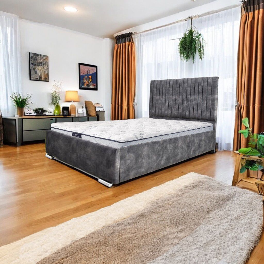 Oakwood Multiline Fabric Upholstered Bed Frame