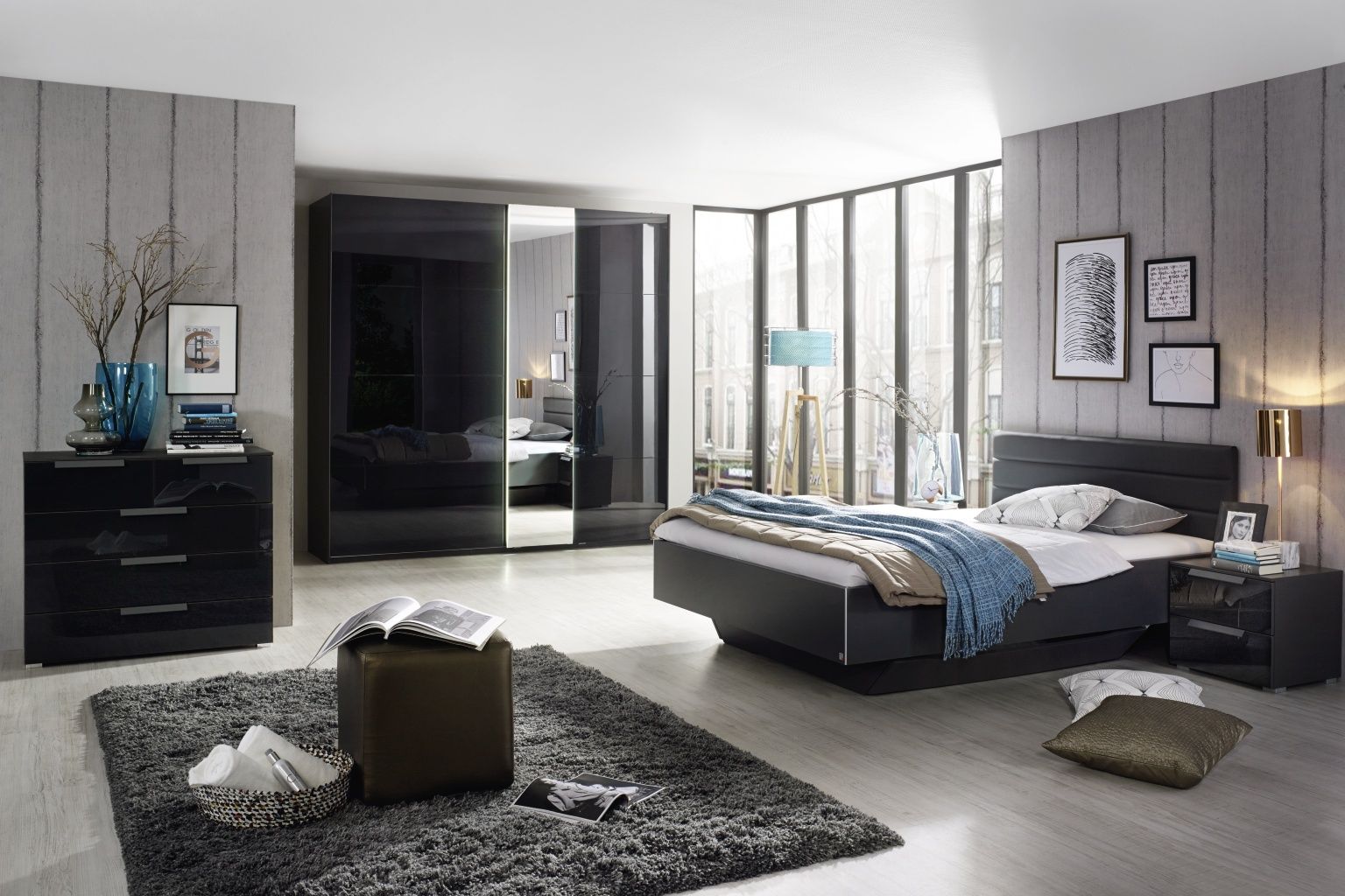 Oakwood Rauch Miramar Perth Graphite Sliding Door Wardrobe