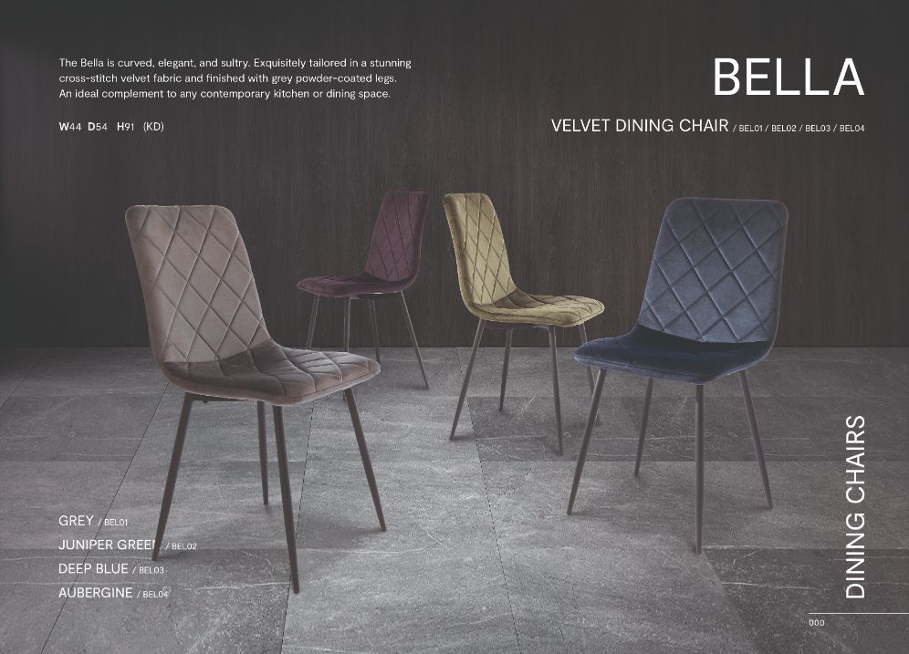 Oakwood 4 x Stella Velvet Dining Chair - Grey