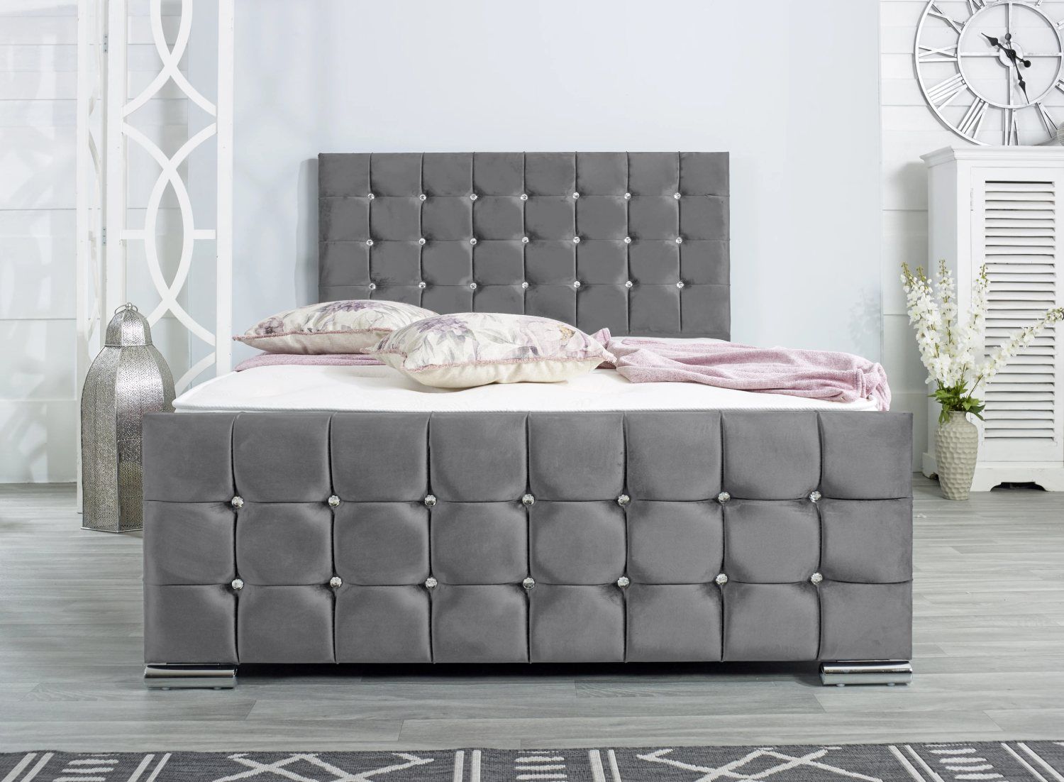 Oakwood Bergamo Upholstered Bed Frame With Mattress