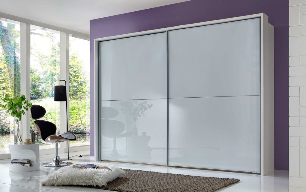 Oakwood Wiemann Berlin White Glass Front Finish Sliding Door Wardrobe