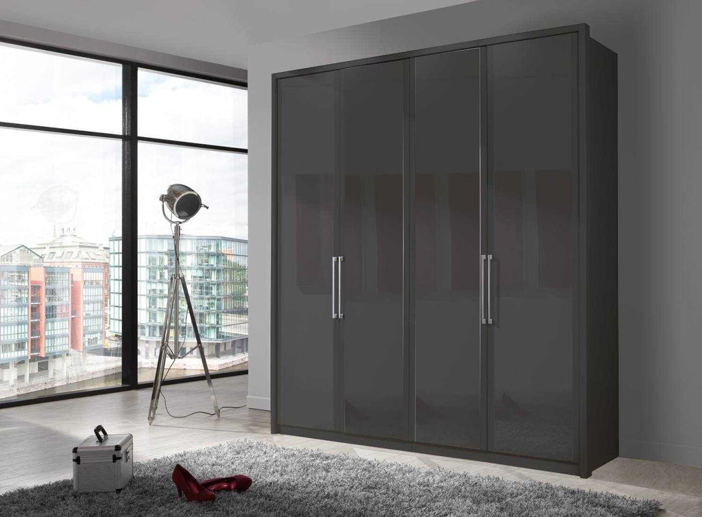 Oakwood Wiemann Berlin Graphite Glass & Mirror Front Hinged Door Wardrobe