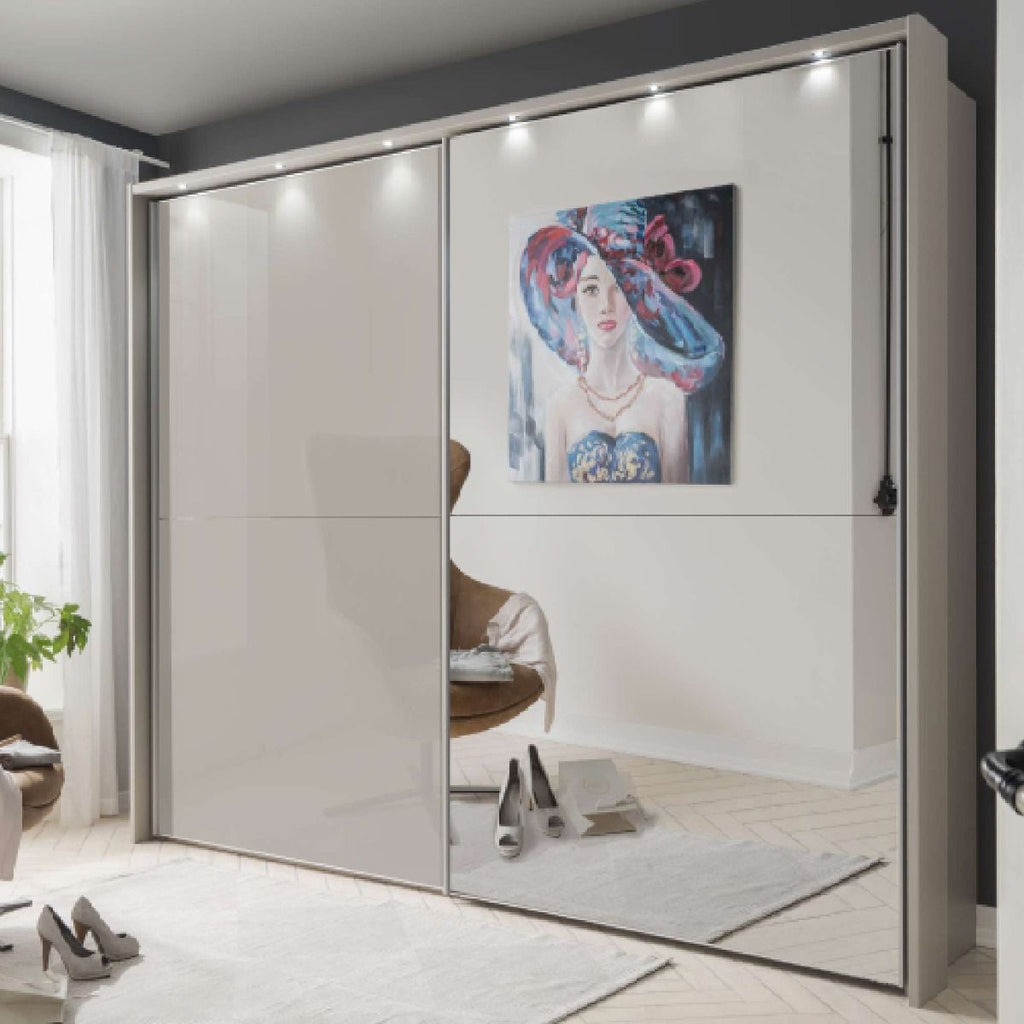 Oakwood Wiemann Berlin Pebble Grey Glass & Mirror Front Sliding Door Wardrobe