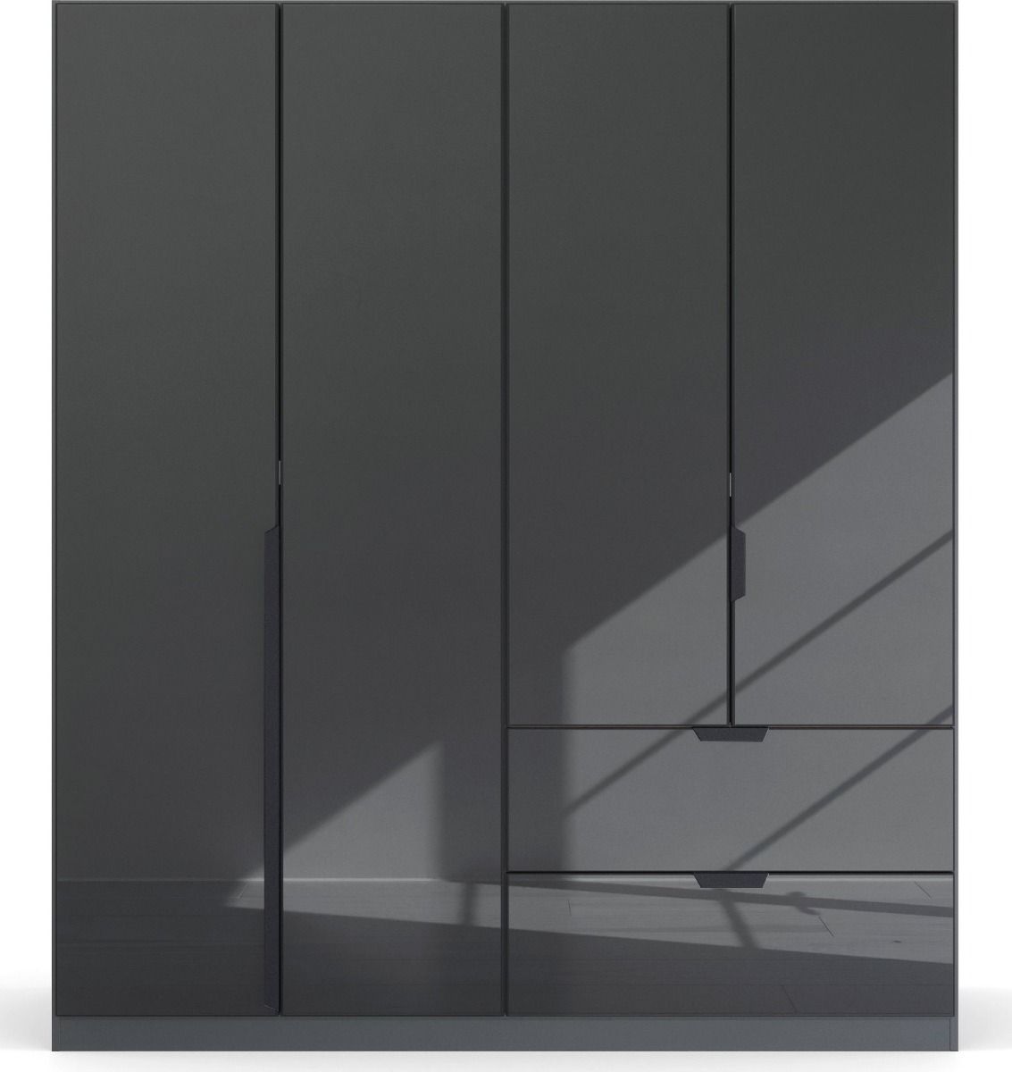 Oakwood Rauch Basalt Glass Modern Quadra Spin 4 Door Combi 181CM Wardrobe