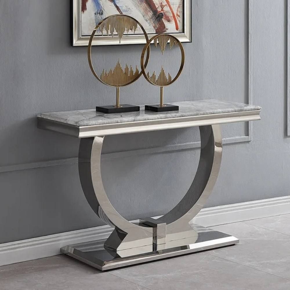 Oakwood Arianna Light Grey Marble Top Console Table