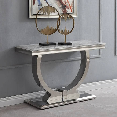 Oakwood Arianna Light Grey Marble Top Console Table
