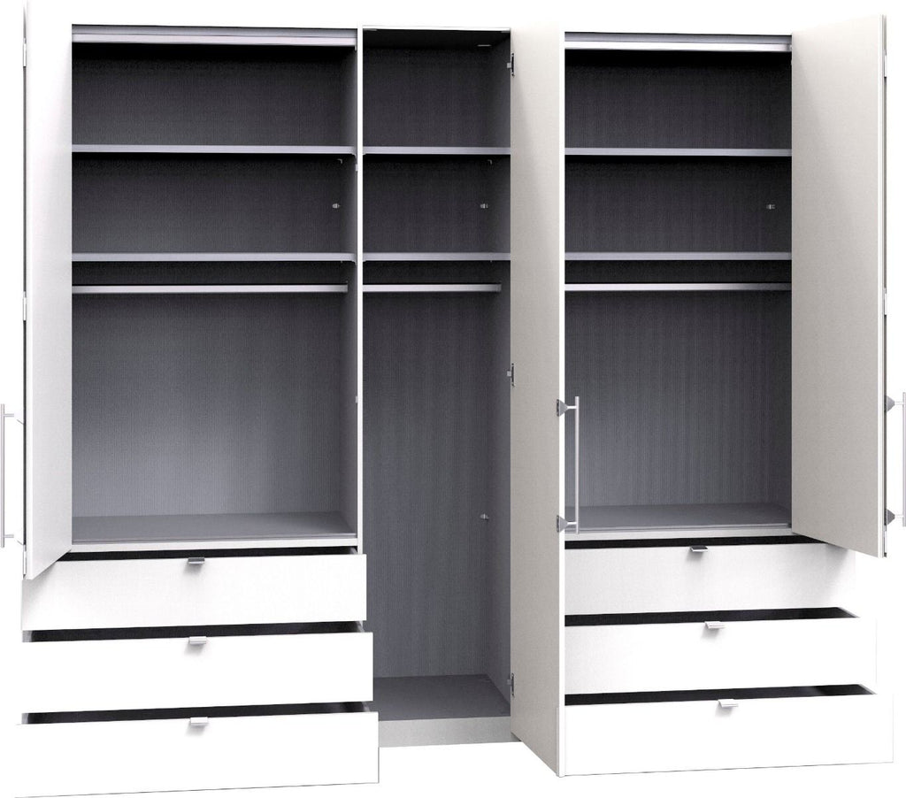 Oakwood Wiemann Loft Champagne Glass Front 250CM Bi-Folding Doors Wardrobe With Drawers