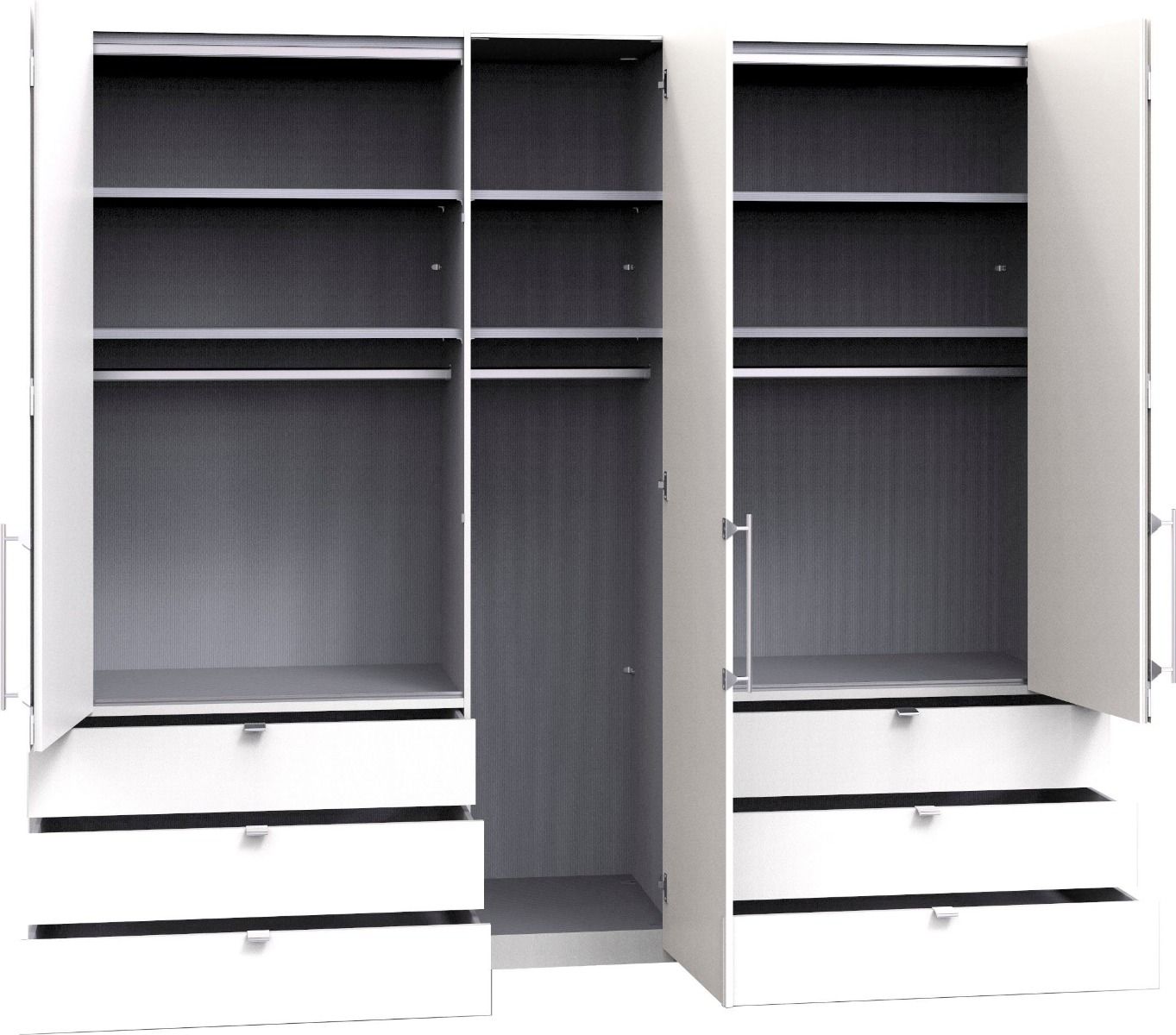 Oakwood Wiemann Loft Champagne Glass Front 250CM Bi-Folding Doors Wardrobe With Drawers