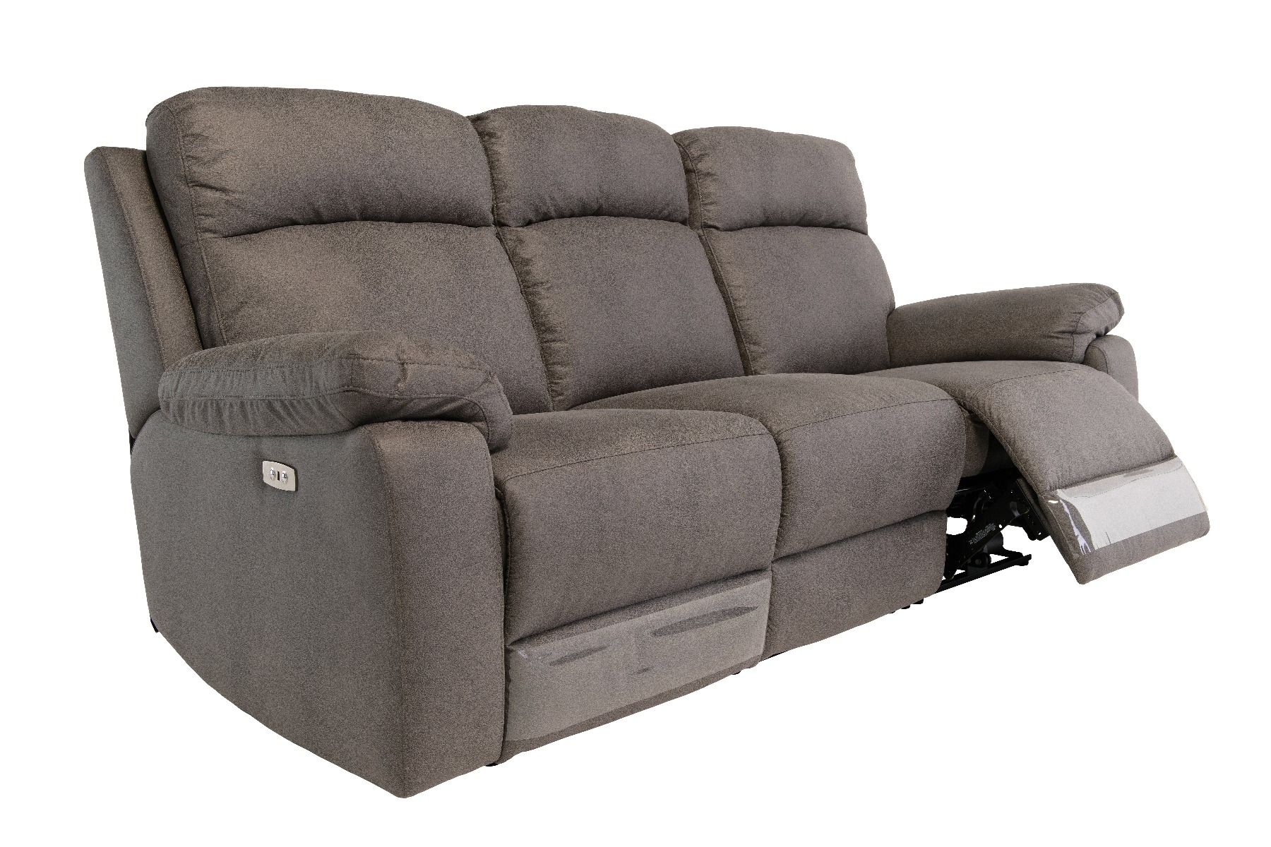 Oakwood Barrow Soft Touch Grey fabric 3 Seater Electric Recliner Sofa