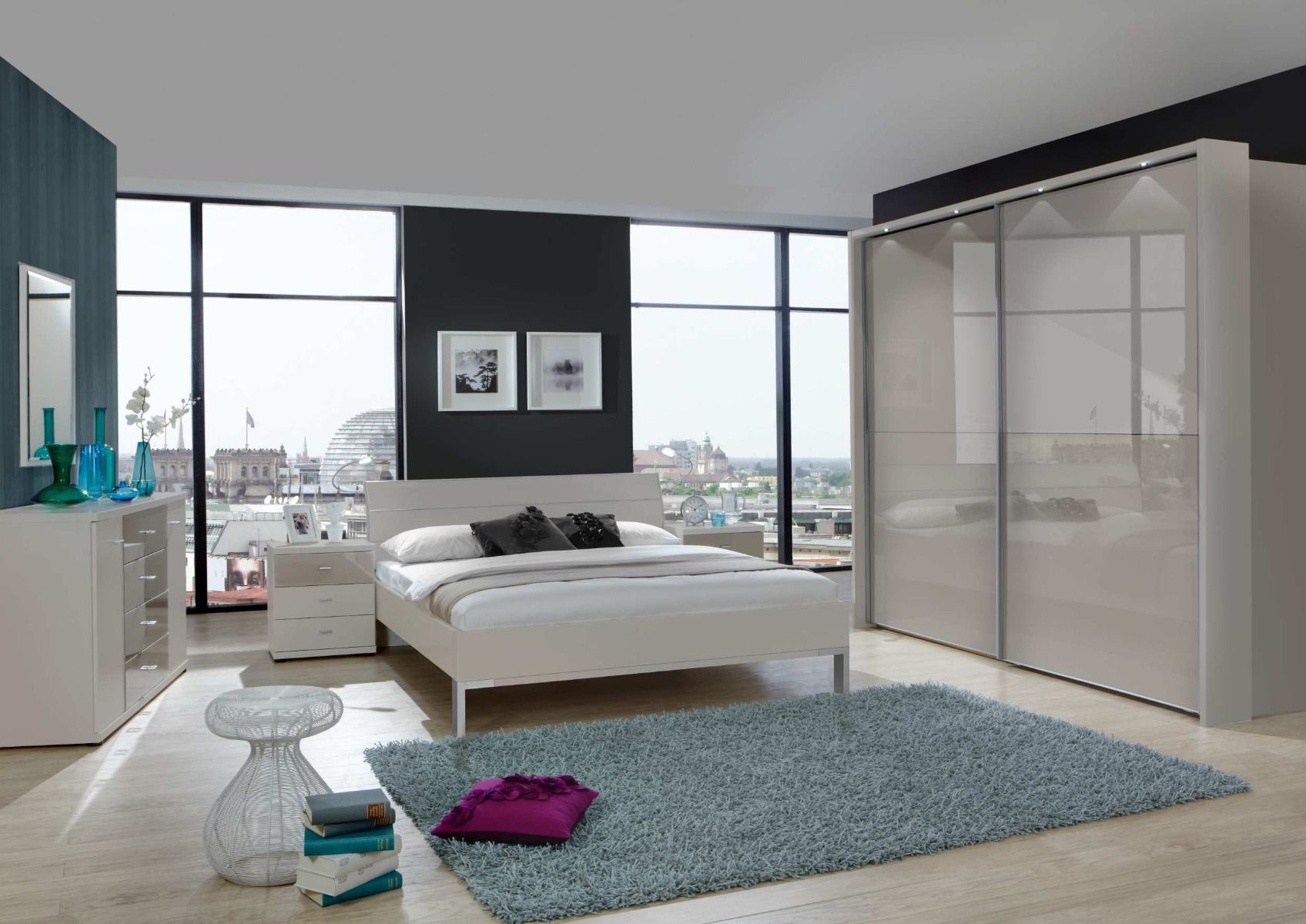 Oakwood Wiemann Berlin Pebble Grey Glass Sliding Door Wardrobe