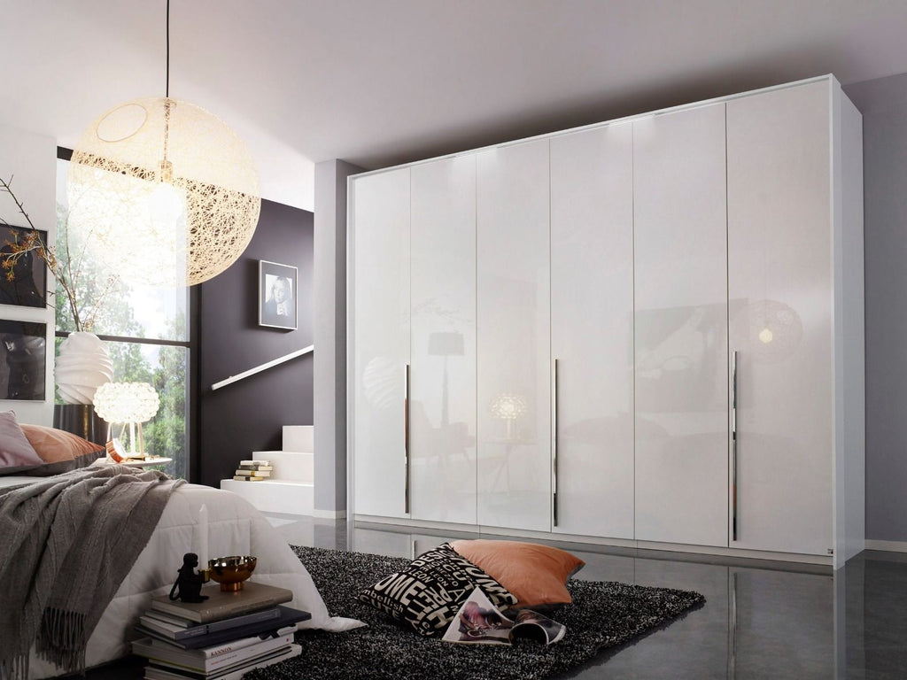 Oakwood Rauch Montclar 6 Door Hinged High Gloss White Wardrobe with Premium Interior