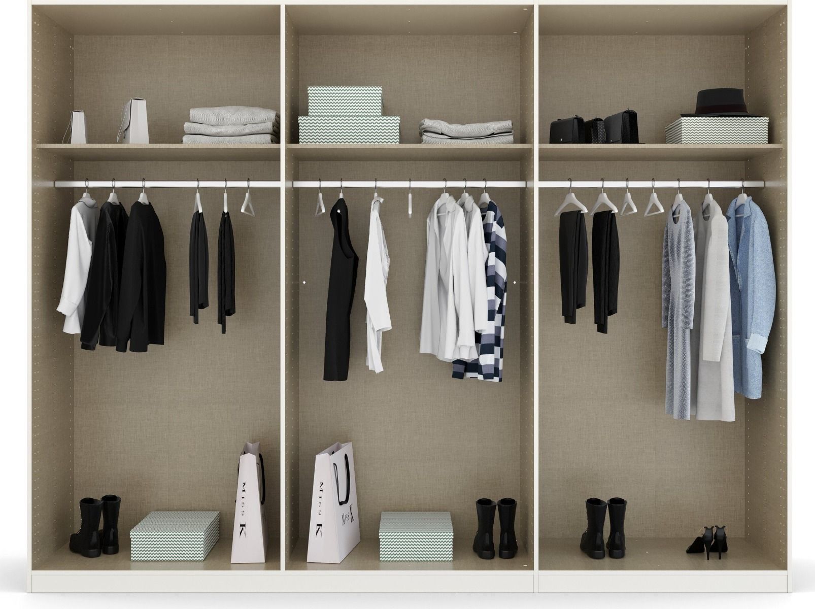Oakwood Rauch White Glass Modern Quadra Spin 6 Door Hinged 271CM Wardrobe
