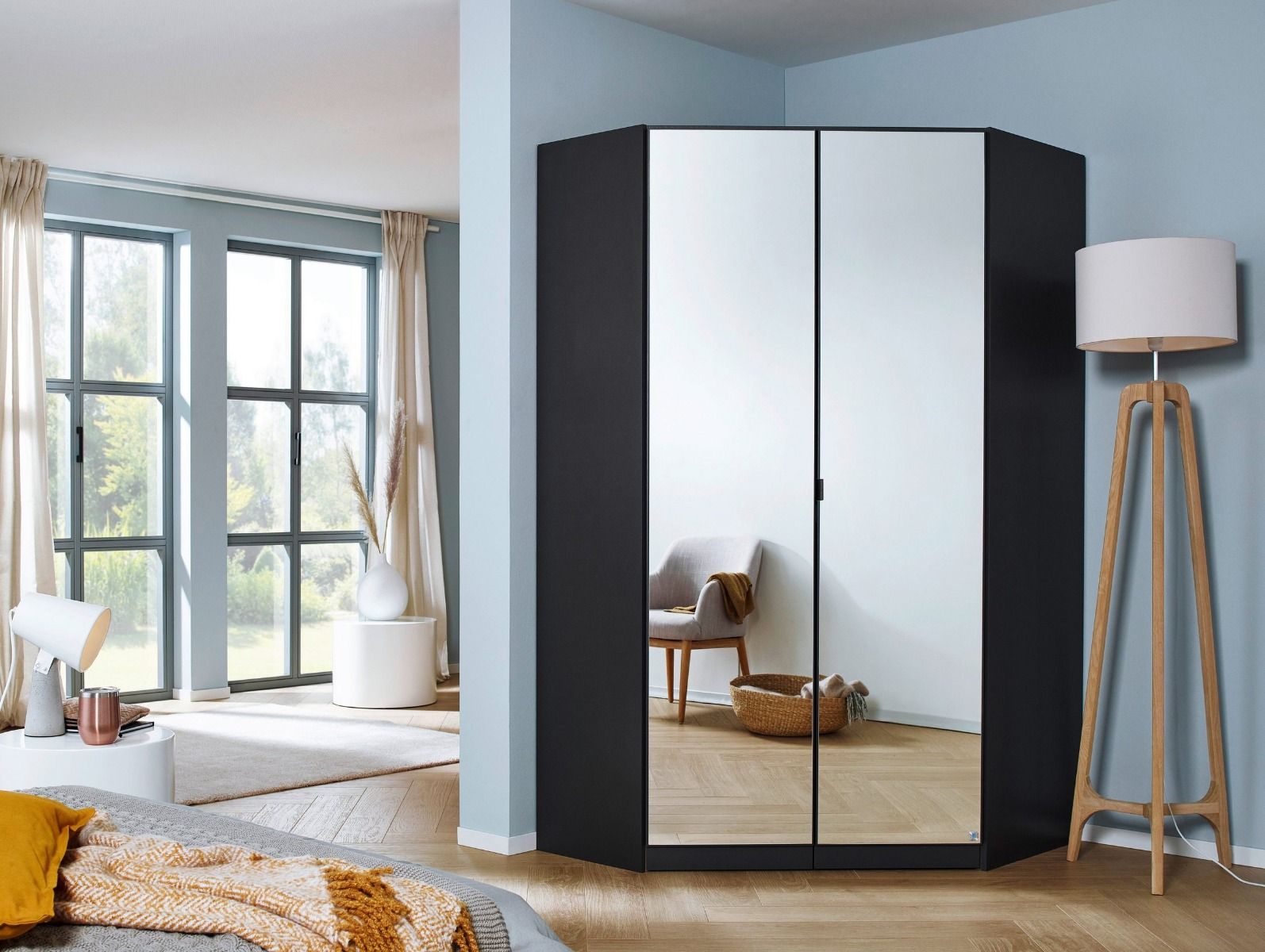 Oakwood Rauch Ontario Corner Hinged Door Wardrobe With Mirror