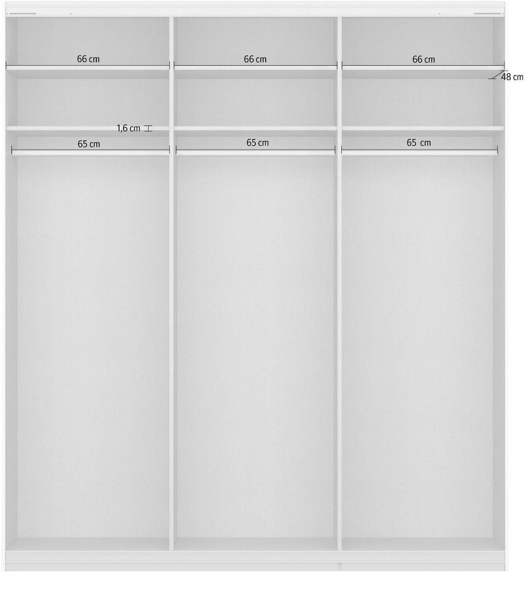 Oakwood Rauch Oracle Metallic Grey 3 Door Full Mirror Sliding Wardrobe 203CM