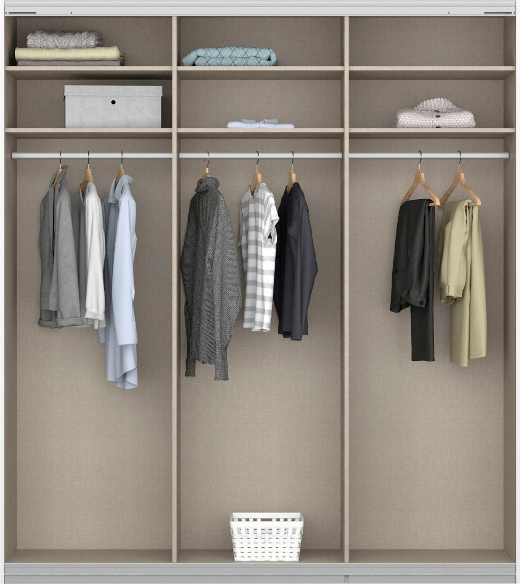 Oakwood Rauch Oracle Silk Grey 3 Door Full Mirror Sliding Wardrobe 203CM