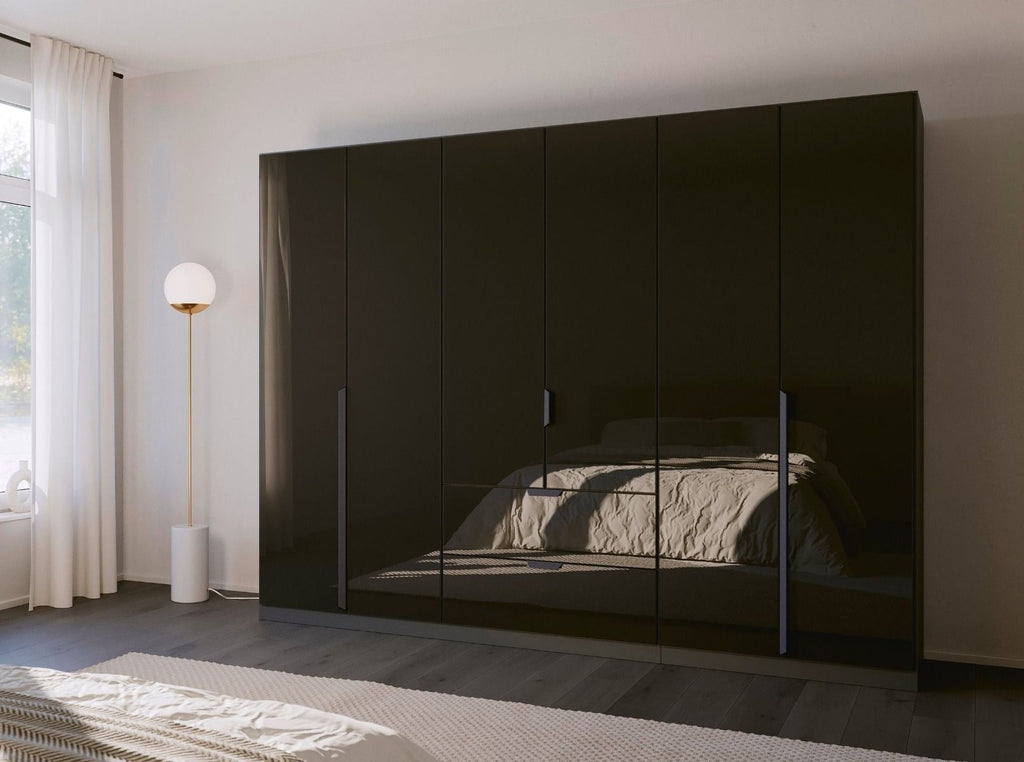 Oakwood Rauch Basalt Glass Modern Quadra Spin 6 Door Combi 271CM Wardrobe