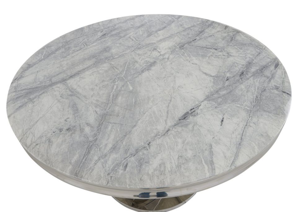 Oakwood Mitzi 130cm Round Grey Marble Dining Table