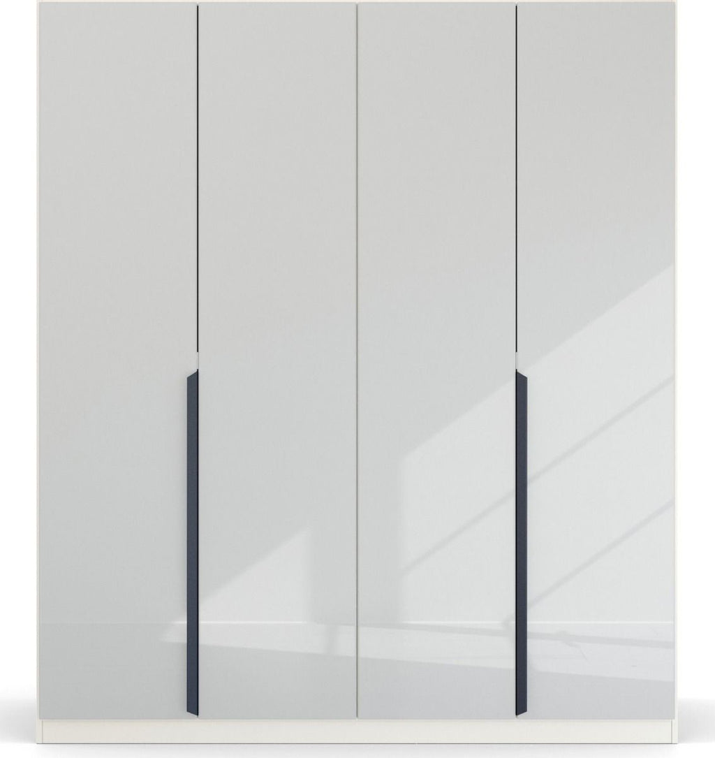 Oakwood Rauch White Glass Modern Quadra Spin 4 Door Hinged 181CM Wardrobe
