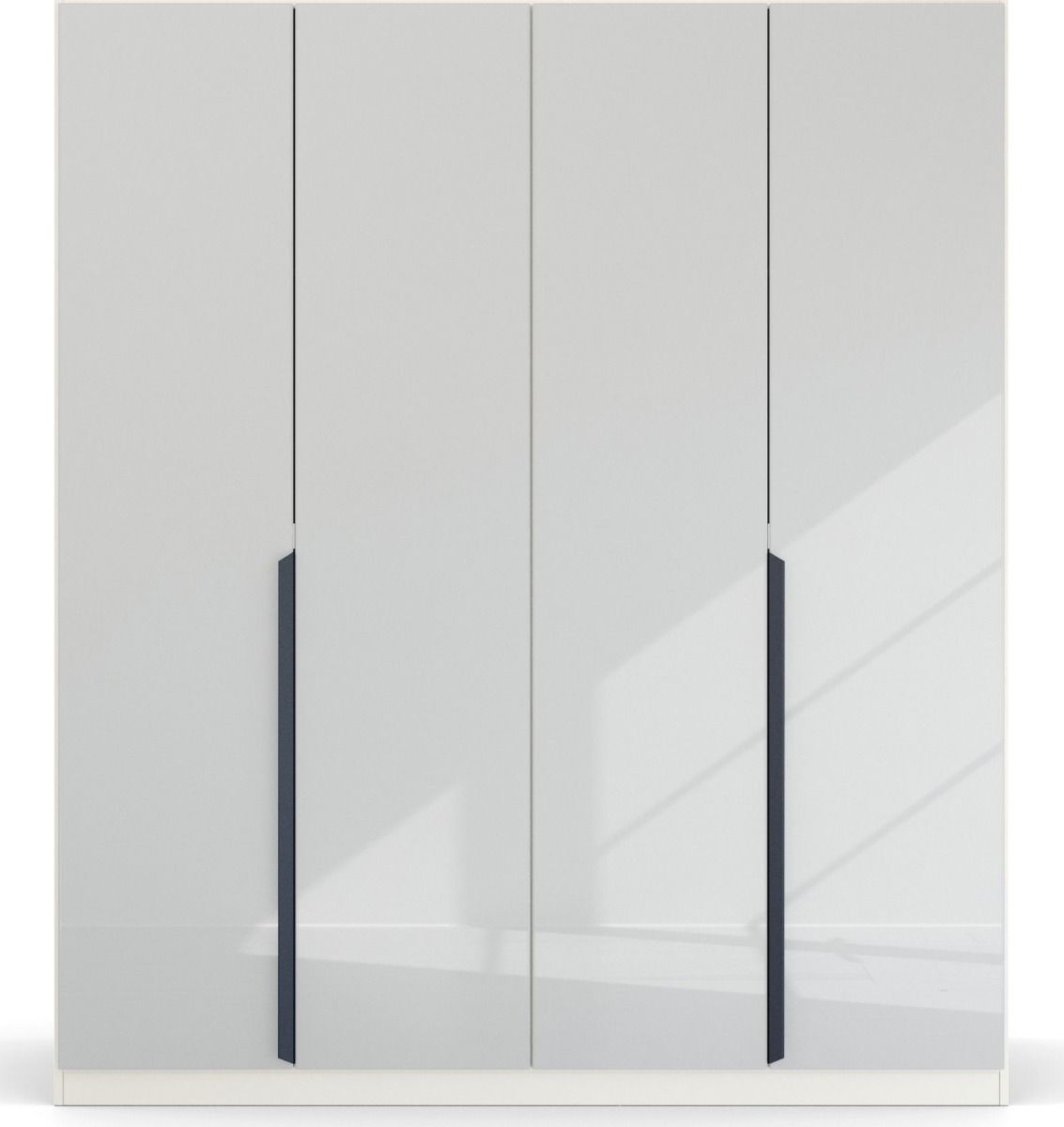Oakwood Rauch White Glass Modern Quadra Spin 4 Door Hinged 181CM Wardrobe