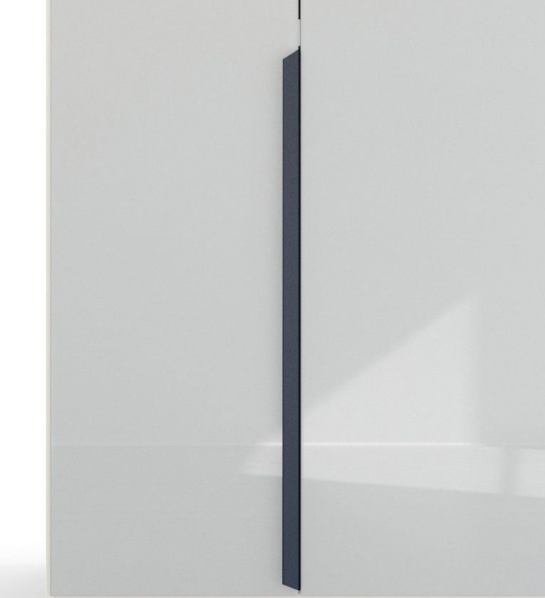 Oakwood Rauch White Glass With Mirror Modern Quadra Spin 4 Door Hinged 181CM Wardrobe