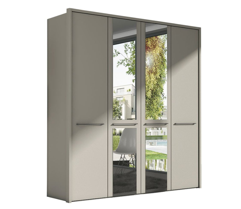 Oakwood Wiemann Cairns Pebble Grey & Mirrored Front Hinged Door Wardrobe