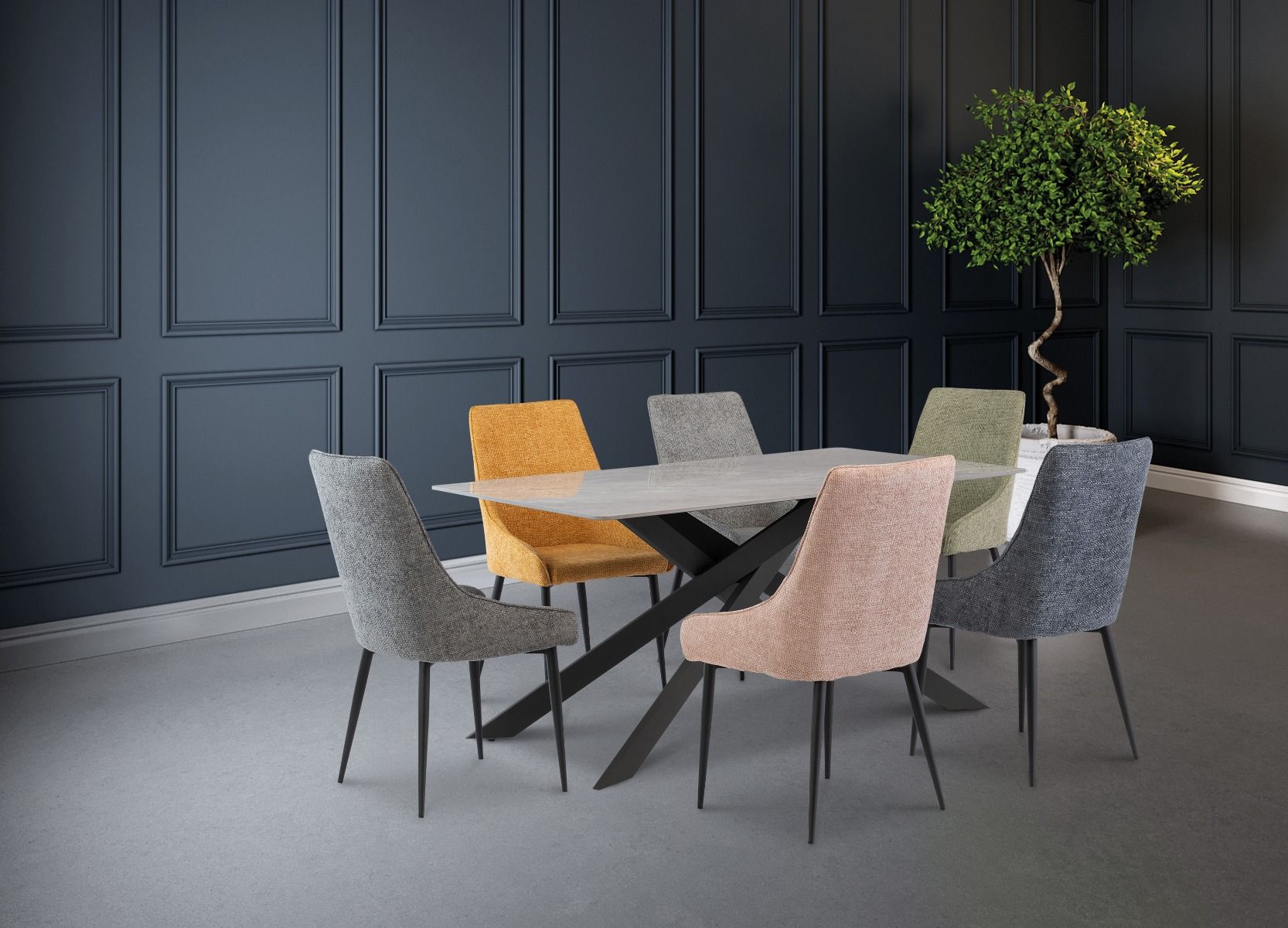 Oakwood Camilla 1.6m Rebecca Grey Sintered Stone Dining Table
