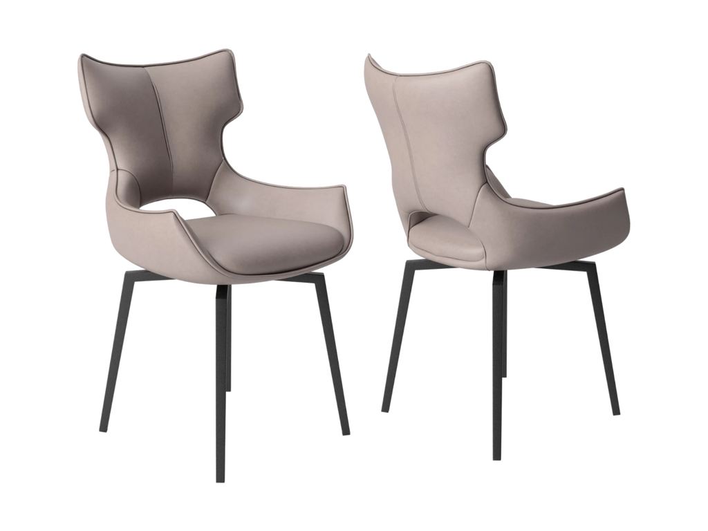 Oakwood Nevada Taupe Leather Swivel Dining Chair