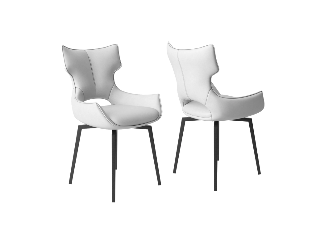 Oakwood Nevada White Leather Swivel Dining Chair