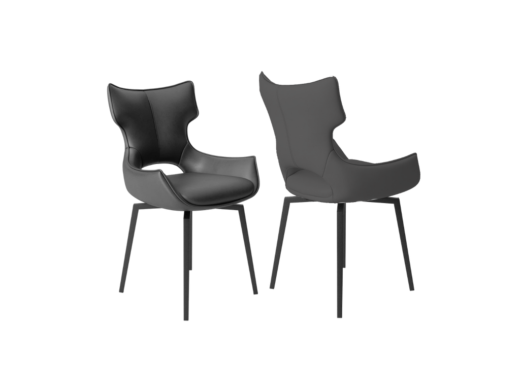 Oakwood Nevada Grey Leather Swivel Dining Chair