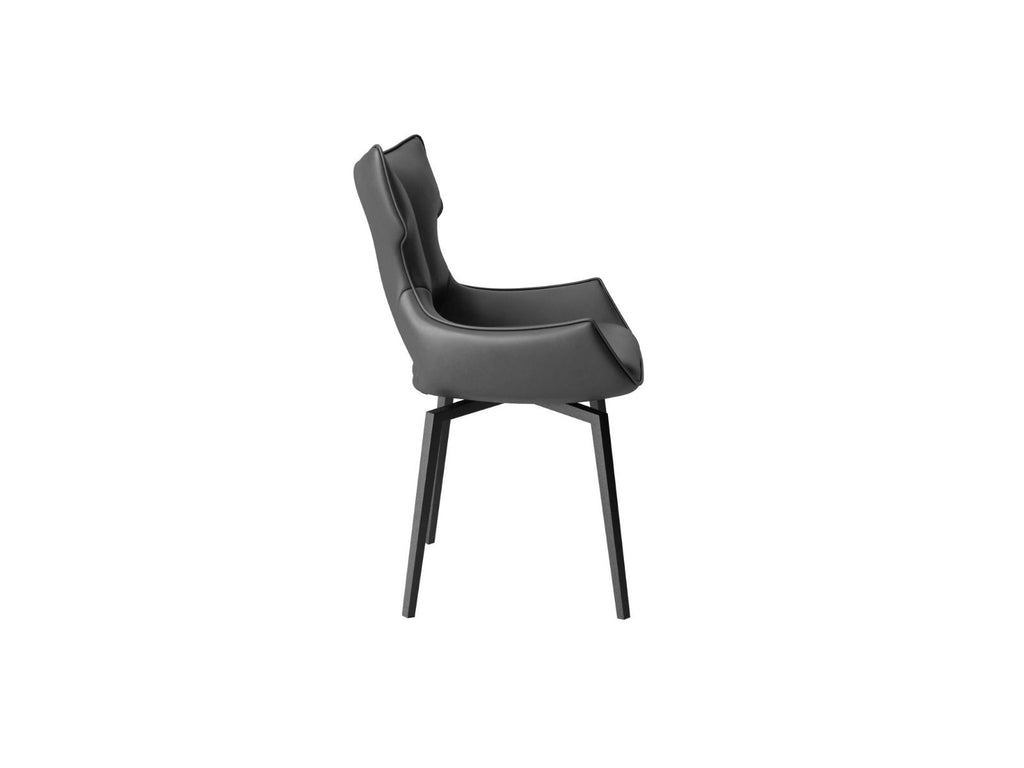Oakwood Nevada White Leather Swivel Dining Chair