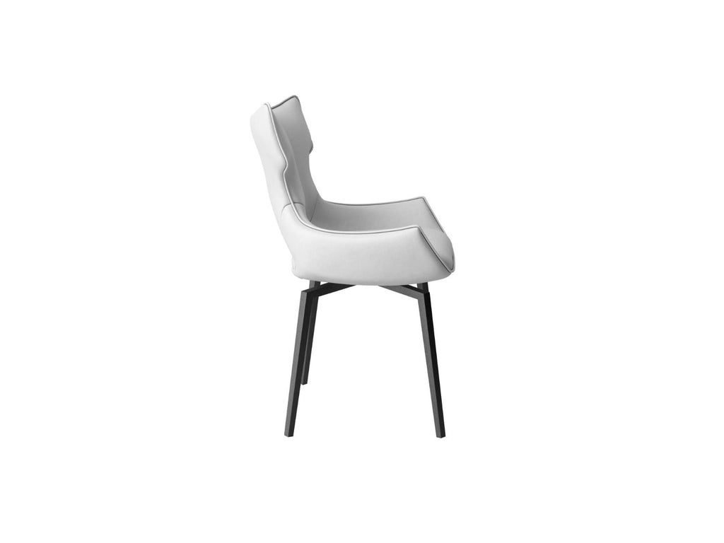 Oakwood Nevada White Leather Swivel Dining Chair