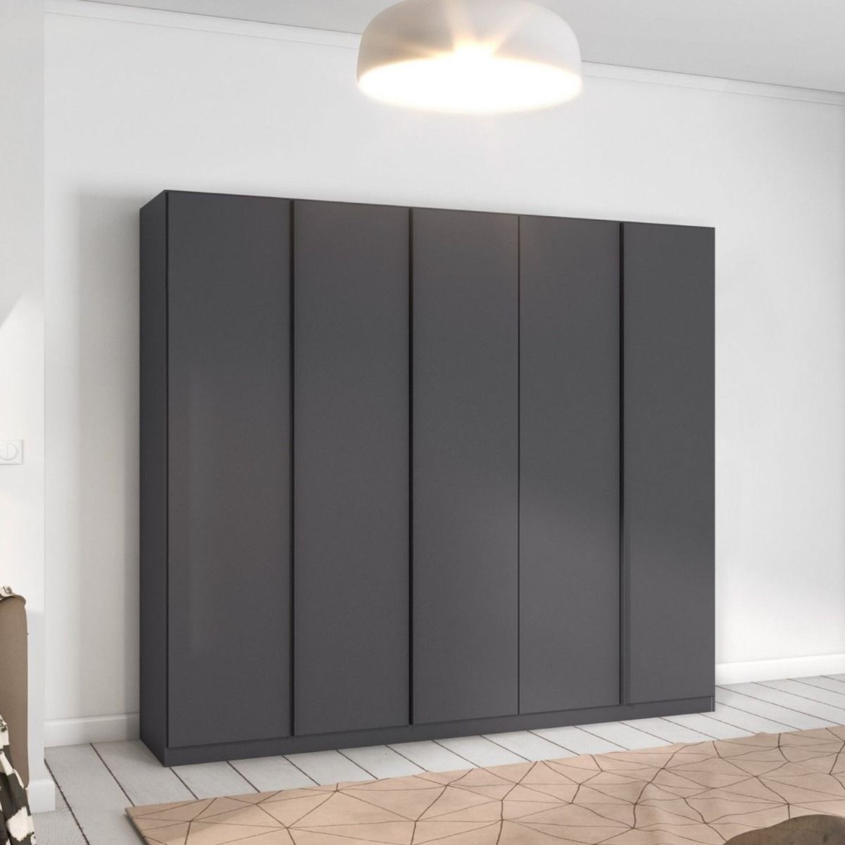 Oakwood Rauch Monostar Metallic Grey 5 Door Hinged Wardrobe W226CM