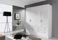 Oakwood Rauch Celle High Gloss White 4 Door Hinged Combi Wardrobe