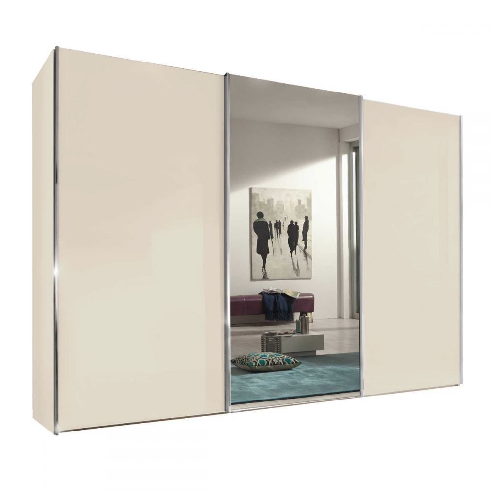 Oakwood Wiemann Miami Plus Champagne 3 Door Sliding Wardrobe With Mirror 217cm Tall