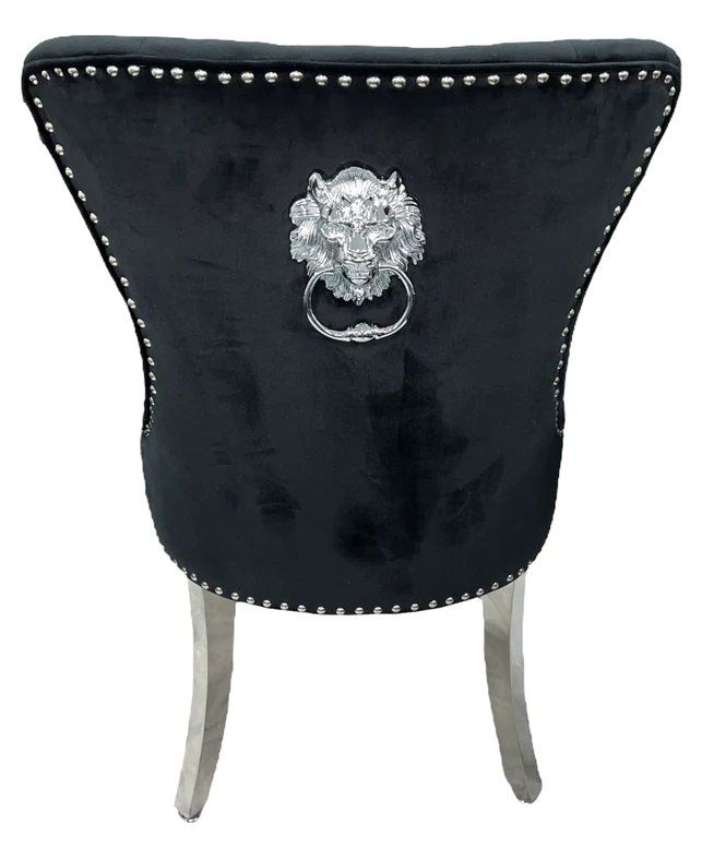 Oakwood Cheshire Black Lion Knockerback Plush Velvet Dining Chairs