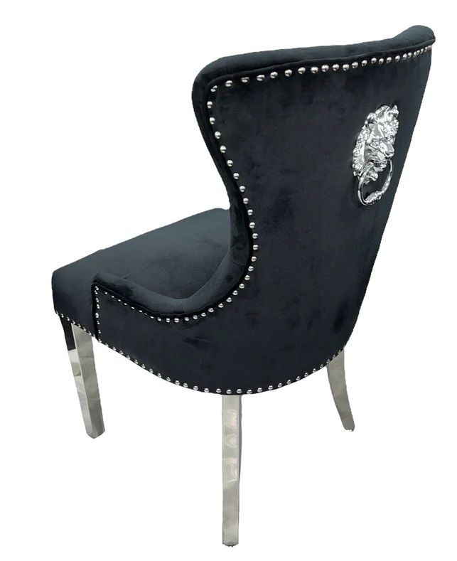 Oakwood Cheshire Black Lion Knockerback Plush Velvet Dining Chairs