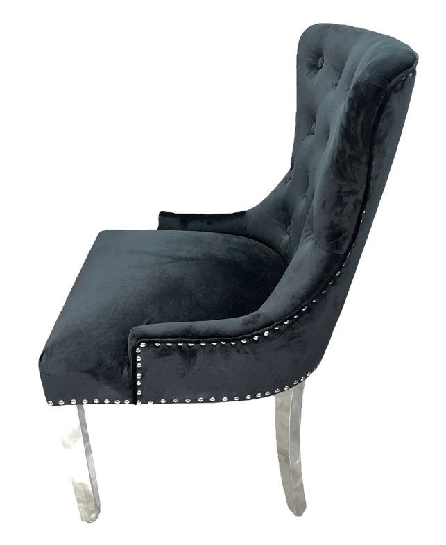 Oakwood Cheshire Black Lion Knockerback Plush Velvet Dining Chairs