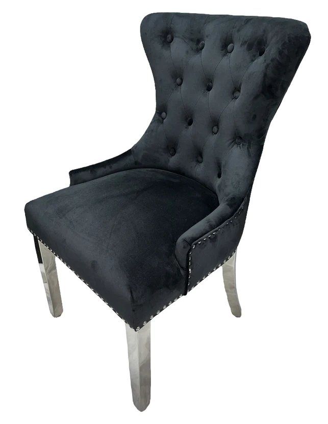 Oakwood Cheshire Black Lion Knockerback Plush Velvet Dining Chairs