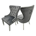 Oakwood Cheshire Dark Grey Ring Knockerback Plush Velvet Dining Chairs