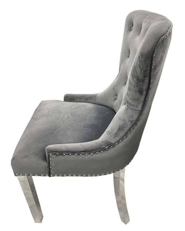Oakwood Ottavia 1.8M White Marble Dining Table with Windsor Lion Knockerback Dining Chairs