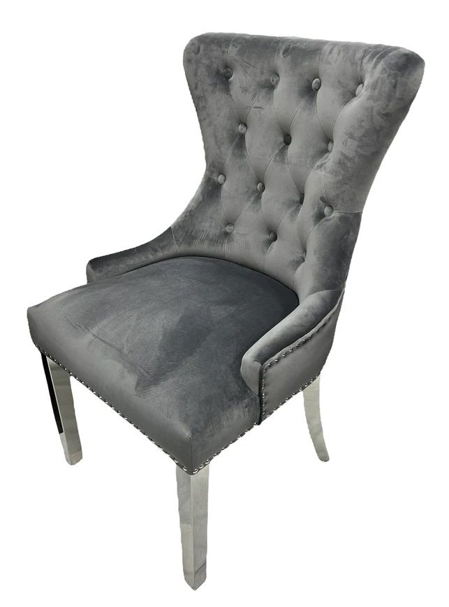 Oakwood Ottavia 1.8M White Marble Dining Table with Windsor Lion Knockerback Dining Chairs