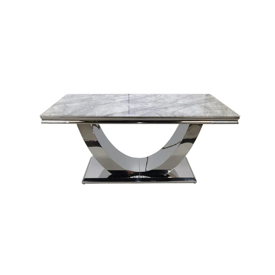 Oakwood Chelsea 1.5M Light Grey Marble Top Dining Table